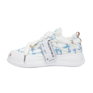 SMILEREPUBLIC Open Ended Smiling Collection Glacier Mint Low top Canvas Shoes Unisex White Blue