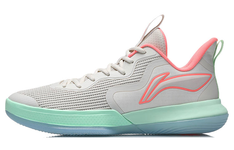 Li-Ning Li Ning Flash Basketball Shoes Men's Low Top Gray/Green/Pink