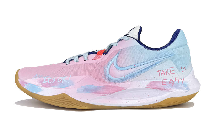 Nike Nike Precision 6 Abrasion Resistant Abrasion Resistant Low top Basketball Shoes Men's Pink Blue