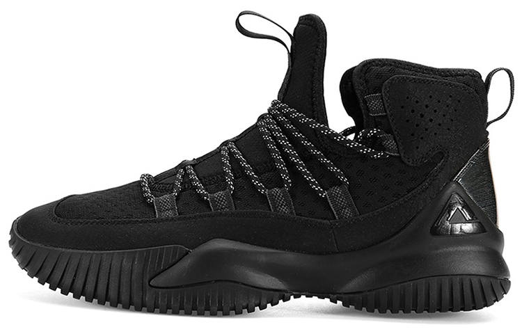 PEAK Textile, TPU Cushioning Slip Resistant Abrasion Resistant Mid top Basketball Shoes Men's Black