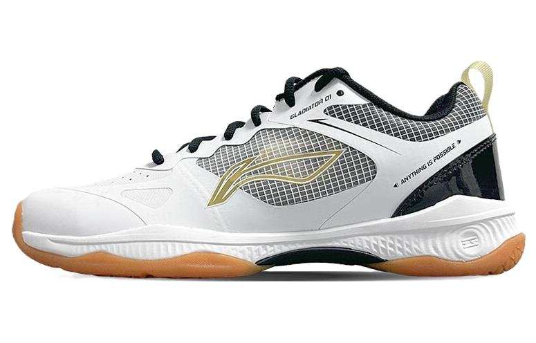 Li-Ning Li Ning Gladiator Comfortable Slip Resistant Abrasion Resistant Low top Badminton Shoes Unisex White Black