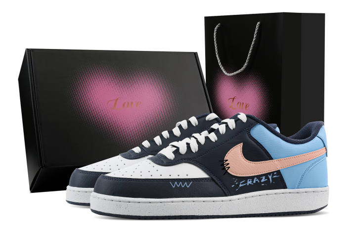 Nike Nike Court Vision Maris Sal Peach, Heart Box Low top Training Shoes Men's Blue Pink