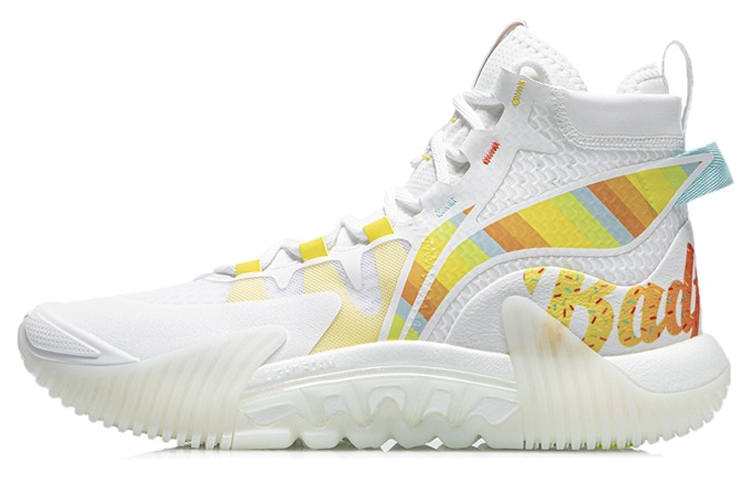 Li-Ning Li Ning Badfive 2 Basketball Shoes Men's High Top Standard White/Dark Yellow/Light Blue