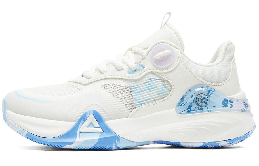 PEAK Lanying Basketball Shoes Women's Low Top Ecru/Moon Blue