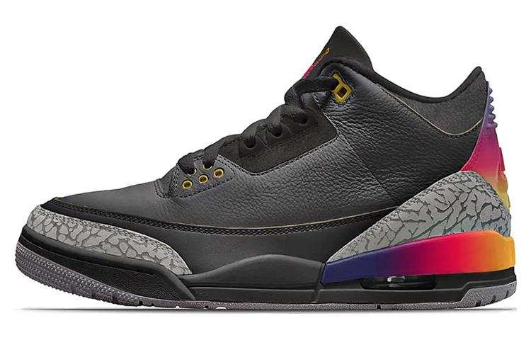 Jordan J Balvin x Jordan Air Jordan 3 Cushioning, Wear Resistant High top Basketball Shoes Men's Black