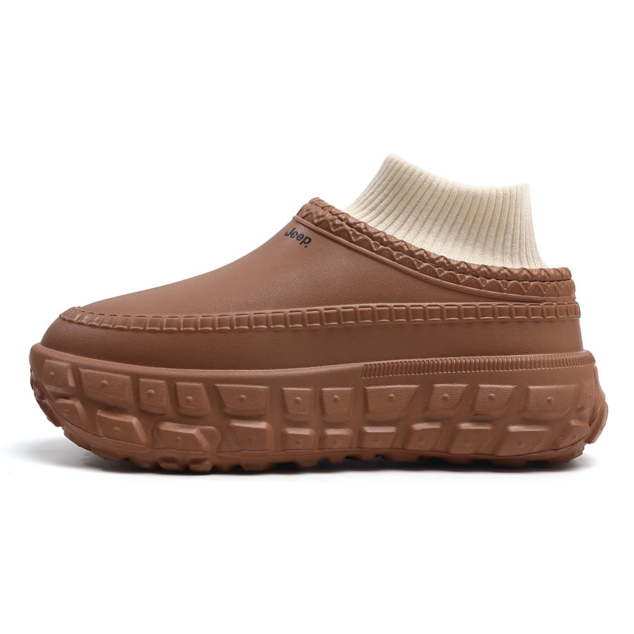 Jeep Insulated Shoes Collection, Fall Winter Fleece Lined EVA Slip Resistant Chef Shoes Unisex Brown