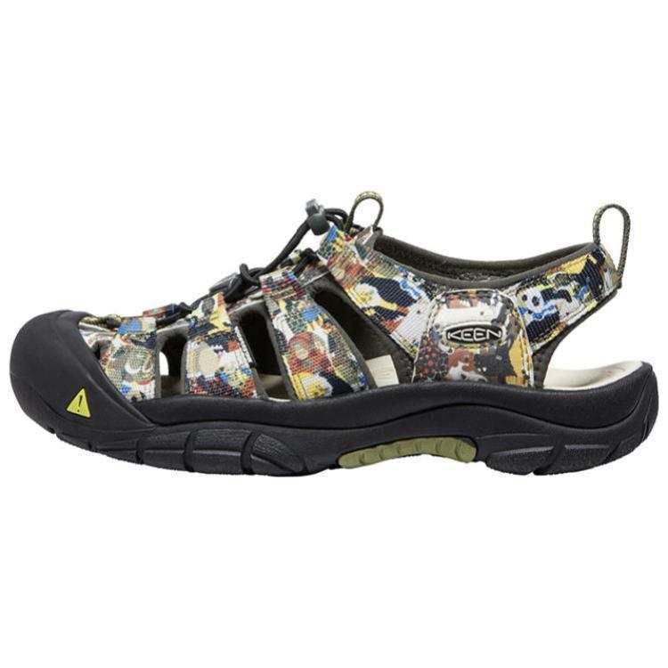 Keen Newport Retro River Trekking Shoes Men's Printed Pattern Green/Black