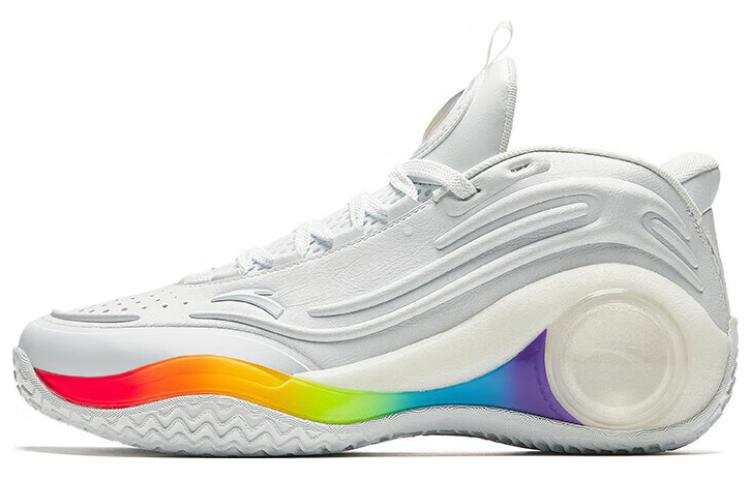 Anta Cement Bubbles 4.0 Iridescent White Slip Resistant Abrasion Resistant Mid top Basketball Shoes Men's White