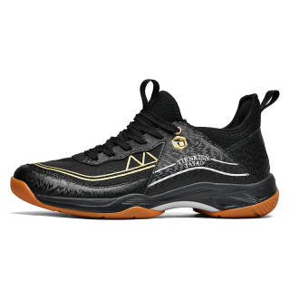 TAYAO Cushioning Abrasion Resistant Breathable Low top Badminton Shoes Unisex Black Gold