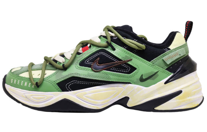 Nike Nike M2K Tekno Leather Abrasion Resistant Low top Chunky Sneakers Unisex Green