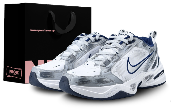 Nike Nike Air Monarch 4 Abrasion Resistant Abrasion Resistant Low top Chunky Sneakers Unisex Gray White