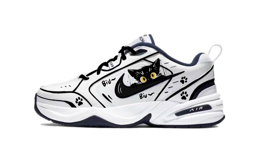 Nike Nike Air Monarch 4 Synthetic Leather Low top Chunky Sneakers Unisex Black Yellow