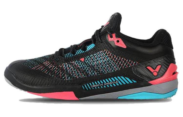 VICTOR Comfortable Cushioning, Wear Resistant Low top Badminton Shoes Unisex Black Red