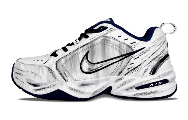 Nike Nike Air Monarch 4 Slip Resistant Abrasion Resistant Low top Chunky Sneakers Unisex Black White