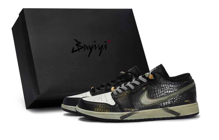 Jordan Jordan Air Jordan 1 811 Manufacturing, Ink Wash Snake Spirit, Special Shoe Box Slip Resistant Abrasion Resistant