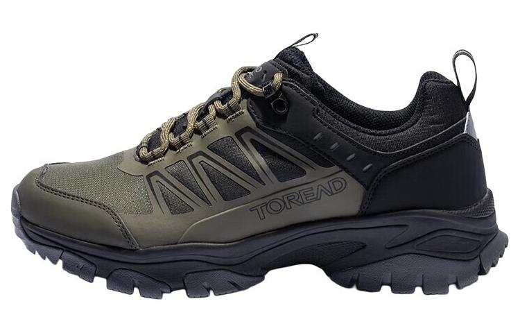 TOREAD Cushioning Slip Resistant Abrasion Resistant Waterproof Low top Hiking Shoes Men's Green Black
