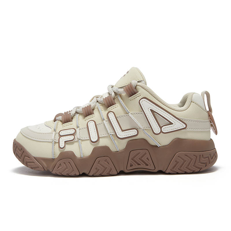 FILA FUSION BUSTER Puffy Shoes Low top Vintage Basketball Shoes Women's Yellow Gray