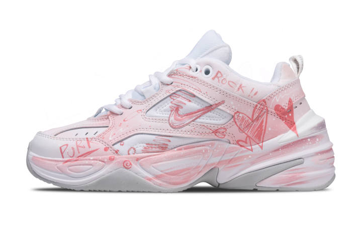 Nike Nike M2K Tekno Heart, Versatile Quirky Abrasion Resistant Abrasion Resistant Low top Chunky Sneakers Women's White Pink