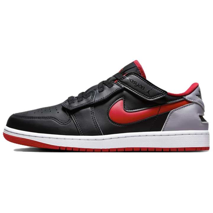 Jordan Jordan 1 Low FlyEase Black Cement Grey White Fire Red
