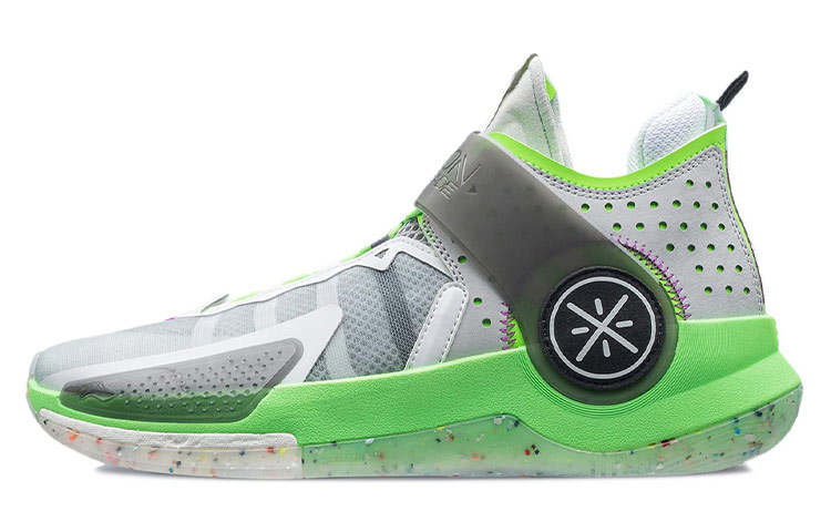 Li-Ning Li Ning Wade Fission 7 Basketball Shoes Men's Mid Top Microcrystalline Gray/Fluorescent Neon Green/Ebony Black