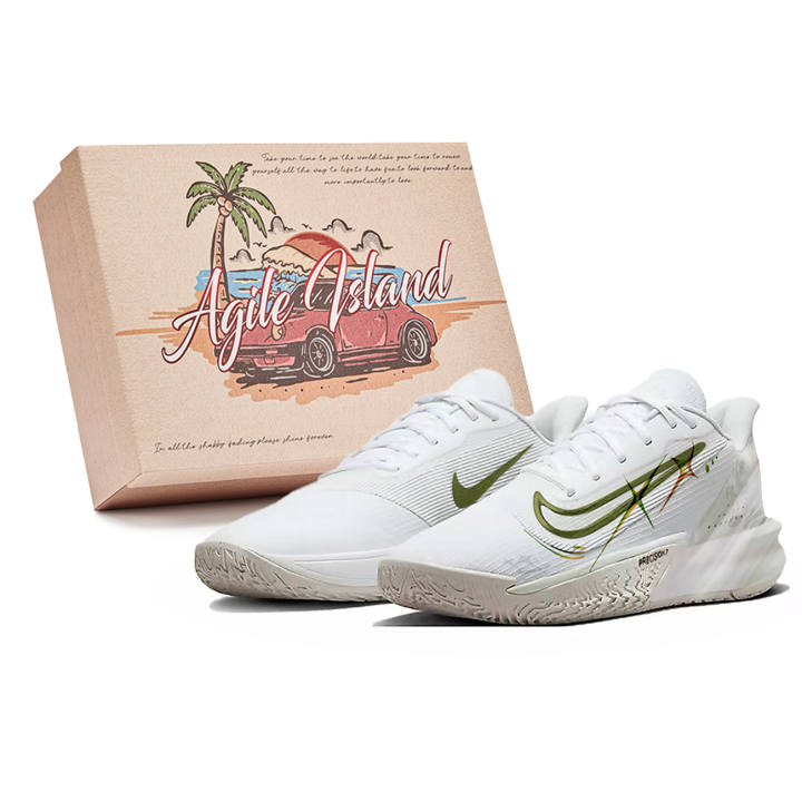 Nike Nike Precision 7 Cushioning Low top Basketball Shoes Men's White Green