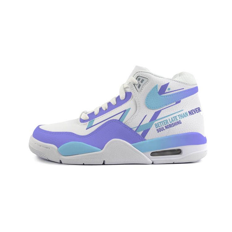 Nike Nike Flight Legacy Slip Resistant Abrasion Resistant Mid top Vintage Basketball Shoes Unisex White Purple