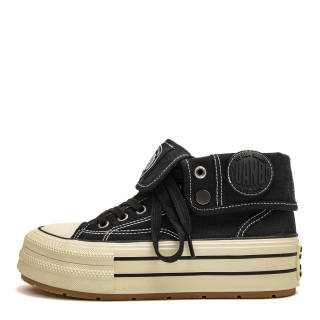 YUANBO Breathable Height Increasing Breathable Height Increasing Mid top Canvas Shoes Women's