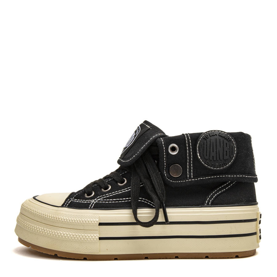 YUANBO Breathable Height Increasing Breathable Height Increasing Mid top Canvas Shoes Women's