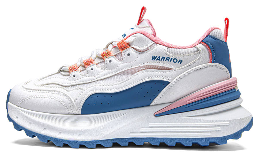 Warrior Abrasion Resistant Lightweight Height Increasing Low top Chunky Sneakers Women's White Blue Pink