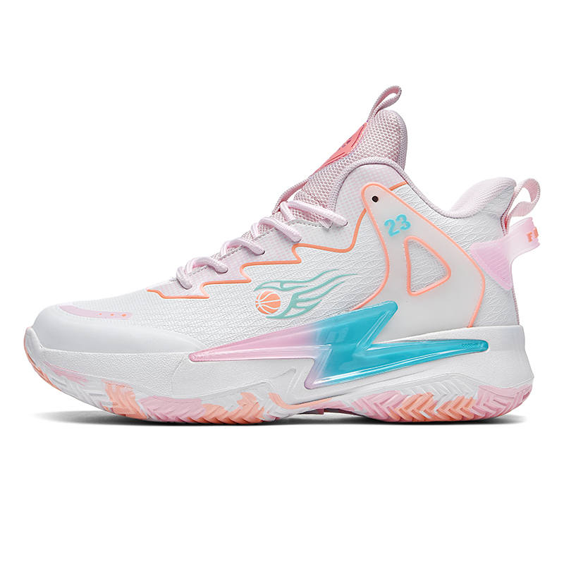 BIANSULONG Abrasion Resistant Coverage Impact Resistant High top Basketball Shoes Unisex White Pink