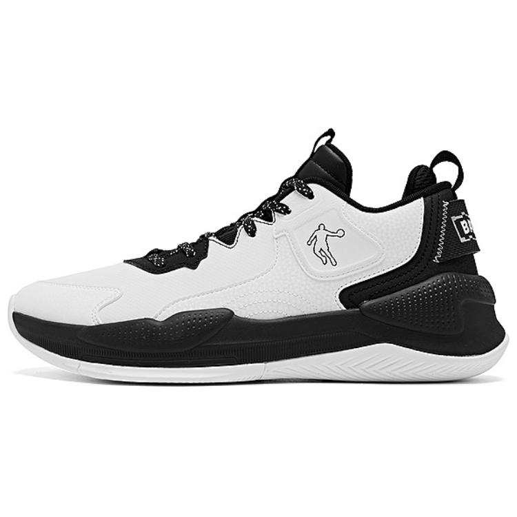 QIAODAN Comfortable Slip Resistant Low top Basketball Shoes Men's Black White