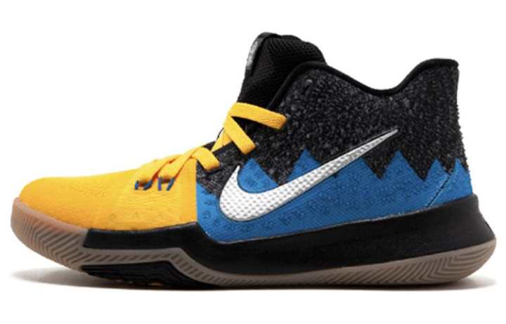 Nike Nike Kyrie 3 Cushioning Slip Resistant Mid top Basketball Shoes Men's Yellow Blue Black