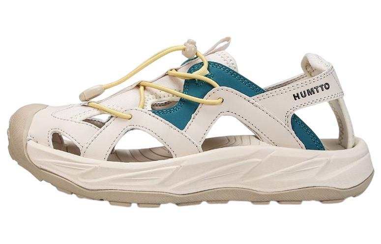 HUMTTO Beach River Trekking Shoes Slip Resistant Abrasion Resistant Support Sports Sandals Women's Beige White Green