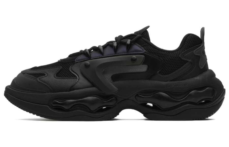 FILA FUSION Textile, Synthetic Leather, TPU Abrasion Resistant Low top Chunky Sneakers Men's Black