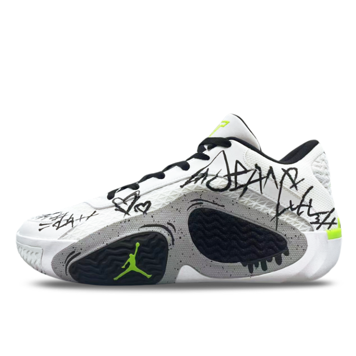 Jordan Jordan Tatum 2 Cushioning Abrasion Resistant Breathable Slip Resistant Low top Basketball Shoes Men's White Black