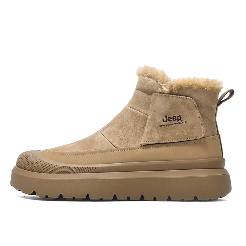 Jeep Top Grain Pig Leather Short Snow Boots Unisex