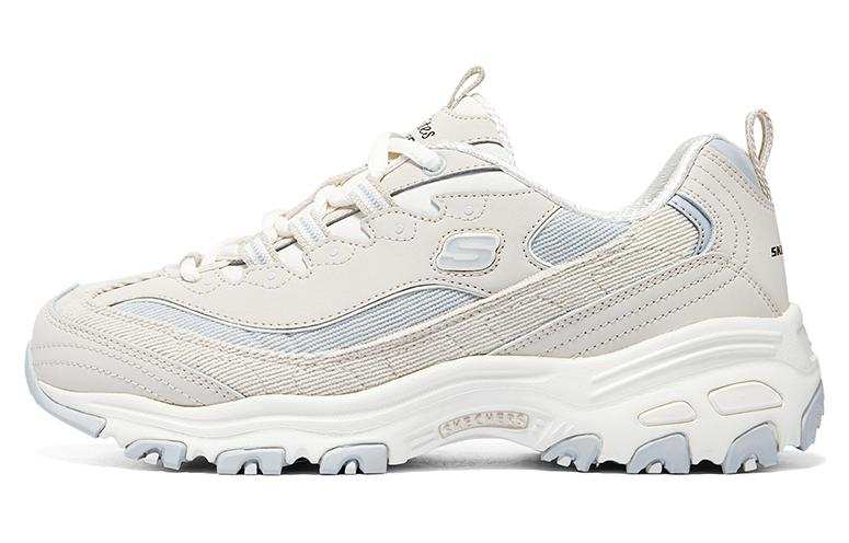Skechers D'Lites 1.0 Panda Sneakers, Milk Tea Bear, Taro Milk Pudding Corduroy Chunky Sneakers Women's White