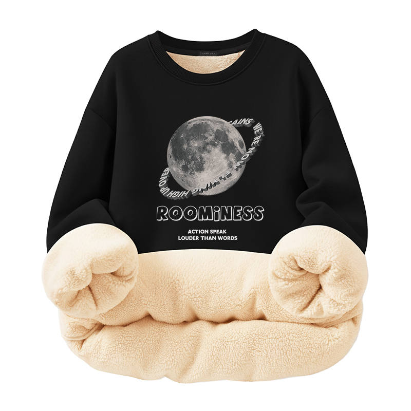 Tonlion Sweatshirts Unisex Crew Neck Thickened Regular
