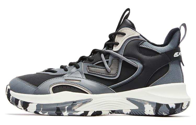 QIAODAN Comfortable Fleece Lined EVA Slip Resistant Abrasion Resistant High top Basketball Shoes Men's Black