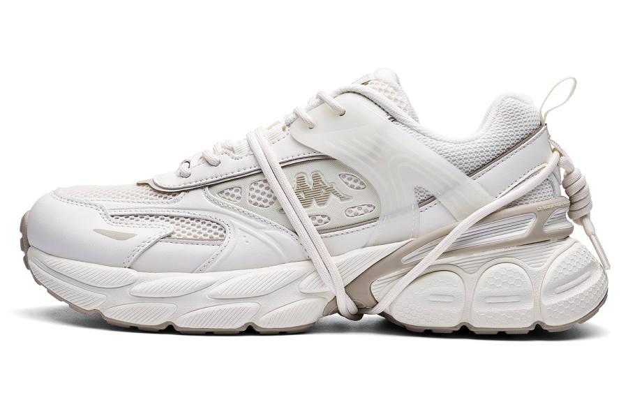 Kappa Back to Back Slip Resistant Abrasion Resistant Low top Chunky Sneakers Unisex Heron Feather White