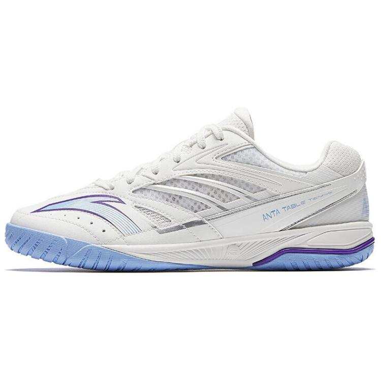 Anta Badminton Cushioning Slip Resistant Abrasion Resistant Lightweight Low top Table Tennis Shoes Men's White Blue