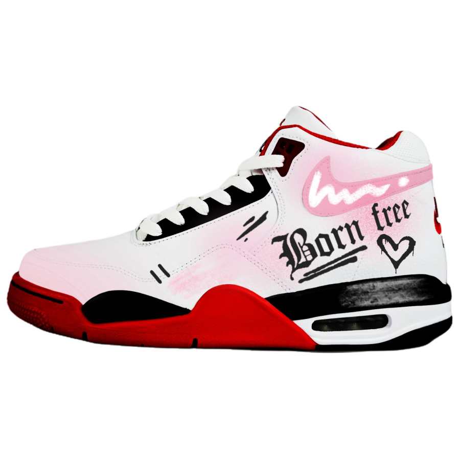 Nike Nike Flight Legacy Heart Flame Freedom Abrasion Resistant Mid top Vintage Basketball Shoes Unisex