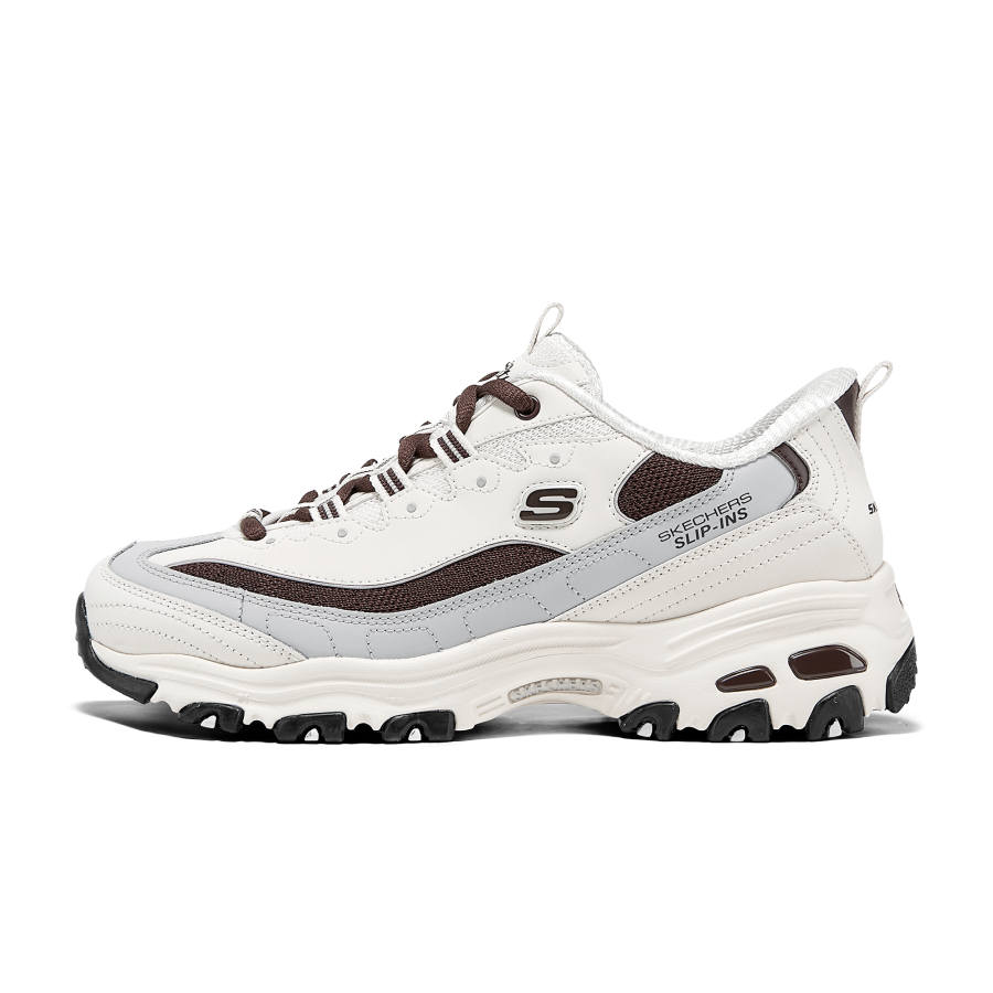 Skechers D'Lites 1.0 Abrasion Resistant Breathable Low top Chunky Sneakers Women's White Brown
