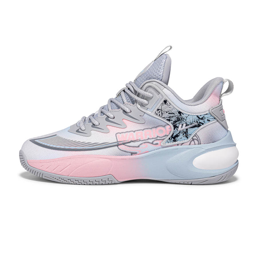 Warrior Abrasion Resistant Breathable Coverage Low top Basketball Shoes Men's Gray Pink Blue