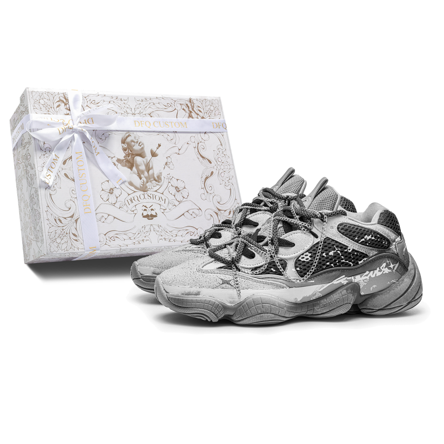 Adidas Adidas Yeezy 500 Box, Blank Signal Slip Resistant Slip Resistant Low top Chunky Sneakers Unisex Black Gray