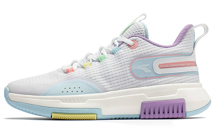 361° Tackle Q Rebound Technology Low top Performance Basketball Shoes Men's White Blue Purple