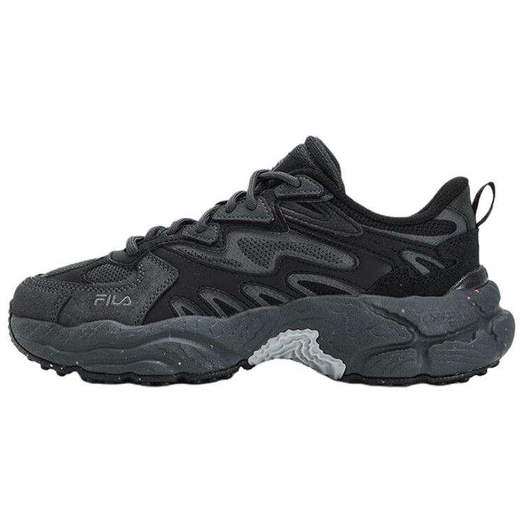 FILA Fern Soft And Comfortable Abrasion Resistant Height Increasing Low top Chunky Sneakers Women's Black