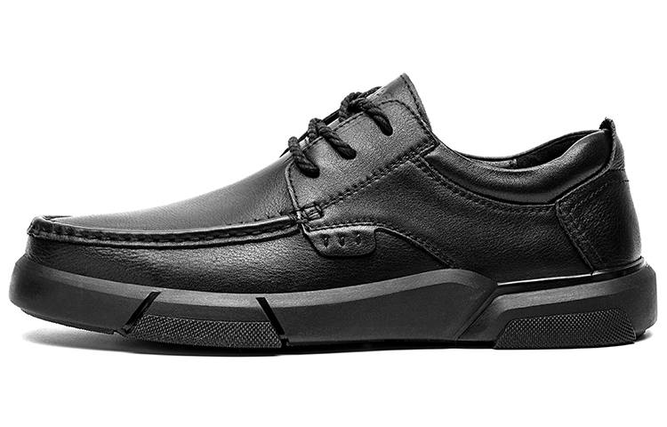 Jeep Casual Leather Shoes Men's Low Top Black