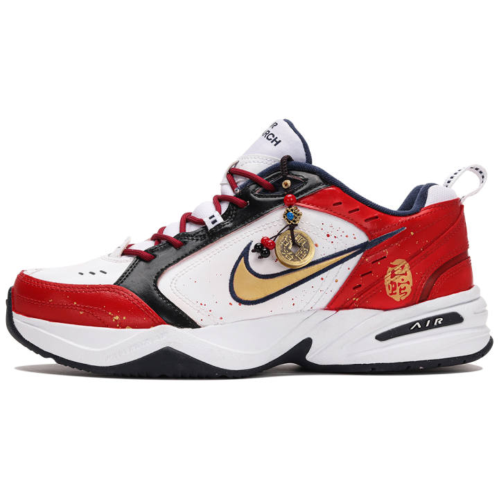 Nike Nike Air Monarch 4 White Navy Slip Resistant Abrasion Resistant Low top Chunky Sneakers Unisex Red White