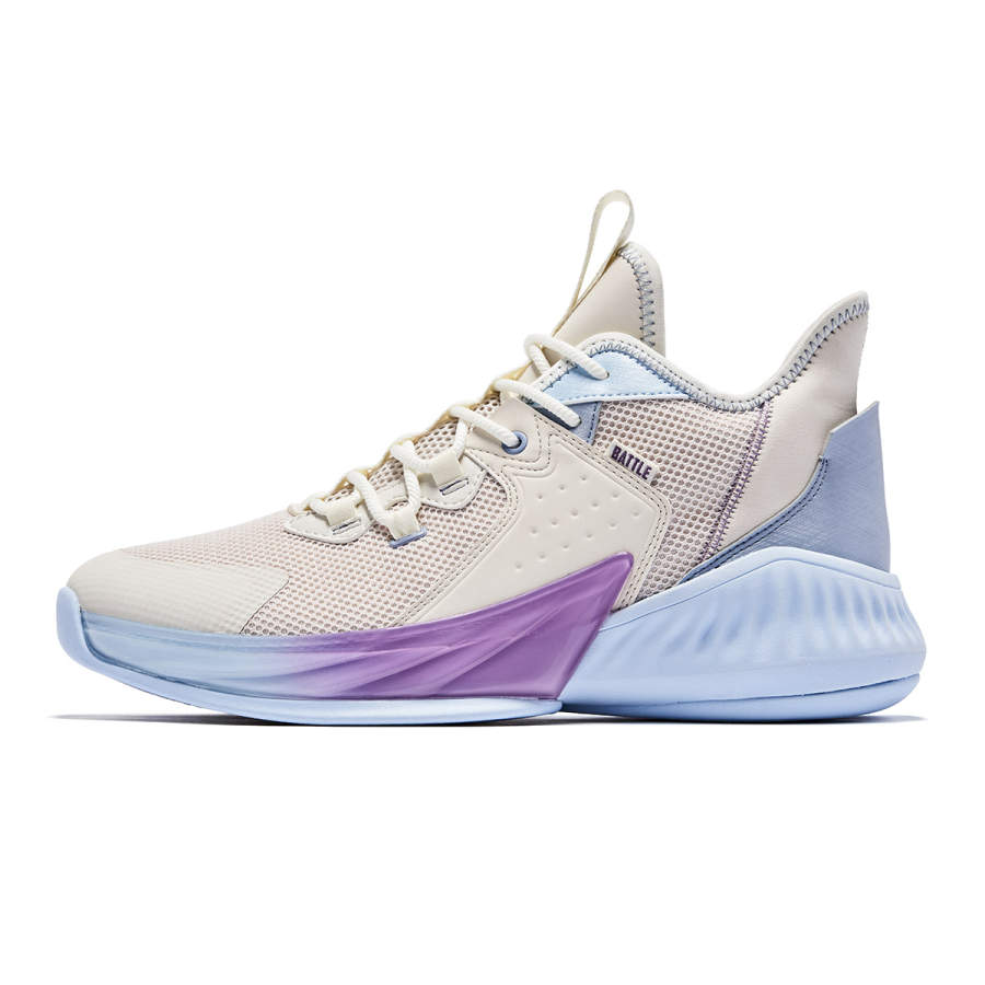 QIAODAN Cushioning Slip Resistant Abrasion Resistant Low top Basketball Shoes Men's White Blue